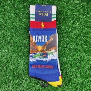 Polo Ralph Lauren Kayak 67 Crew Socks Vintage Logo Limited Edition L Red Blue